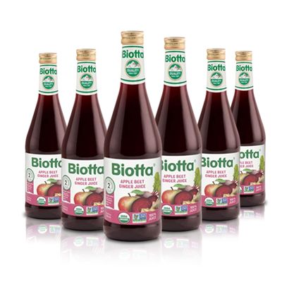 Biotta Organic Apple Beet Ginger Juice - 100% Juice Superfood Blend with Organic Apple Juice, Beetroot Juice &amp; Ginger Root Juice - Premium Fruit Juice (16.9 Fl Oz, Pk of 6)