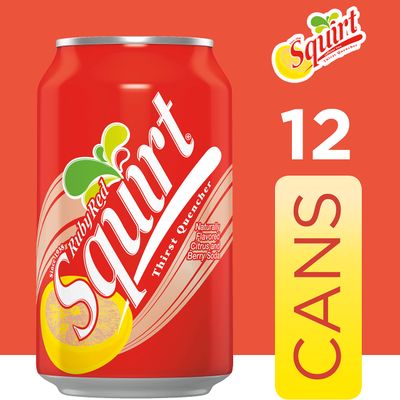 Squirt Ruby Red Grapefruit Soda, 12 fl oz cans, 12 pack