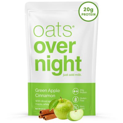Oats Overnight Green Apple Cinnamon - Overnight Oats with 20g Protein, High Fiber Breakfast Protein Shake - Gluten Free Oatmeal, Non GMO High Protein Oatmeal (2.6 oz per Meal) (8 Pack)