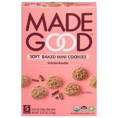 MadeGood Snickerdoodle Soft Baked Cookies, Organic Snacks, 0.85oz Each