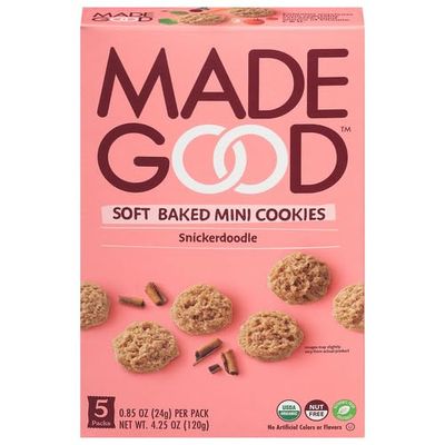 MadeGood Snickerdoodle Soft Baked Cookies, Organic Snacks, 0.85oz Each