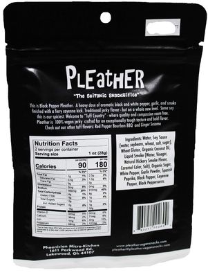 Black Pepper Vegan Jerky - Bold, Traditional Extra Tough Texture - Hand Made
