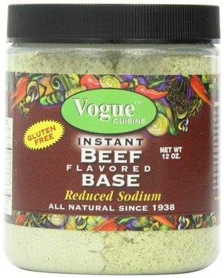 Vogue Cuisine Beef (Vegetarian Beef) Soup &amp; Seasoning Base 12oz - Low Sodium, Gluten Free, All Natural Ingredients