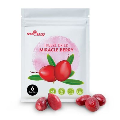 Ohh! Berry Miracle Berry [all 6 of them],Miracle Berries are 100% Natural &amp; Freeze-Dried Friut Snacks to Turn Sour To Sweet and Reduce Sugar Use For Better Health Forever,No Preservatives