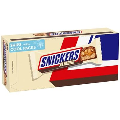 SNICKERS Candy Almond Milk Chocolate Bars Bulk Pack, 1.76 oz Bars (Pack of 24)