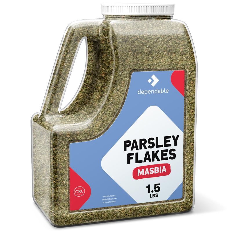 Dependable Food Parsley Flakes - 1.5 Lb. Jar - Bulk Size - Kosher