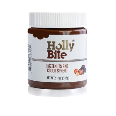 HollyBite, Hazelnut &amp; Cocoa Spread, Vegan, No Sugar or Oil Added, High Fiber, Keto Friendly | High Protein Gluten Free, Healthy Fat, Real Ingredients | 110Z | Made in USA