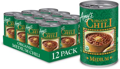 Amy&#39;s, Chili, Gluten Free, Vegetarian, Organic, Medium Spice, Jalapeo Pepper, 14.7, Pack of 12 oz