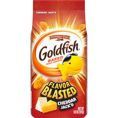 Goldfish Flavor Blasted Cheddar Jack&#39;d Crackers, Snack Crackers, 6.6 oz bag