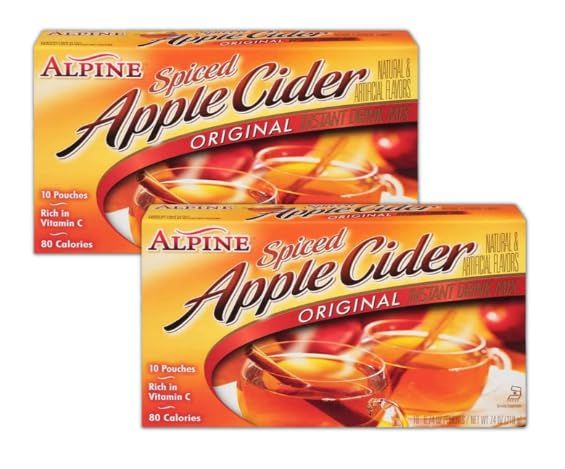 Alpines Spiced Apple Cider - 2 Pack of 7.4 oz Boxes Which Each Contain 10 Cider Packets - Total of 20 Packets w/Exit 28 Bargains Sticker