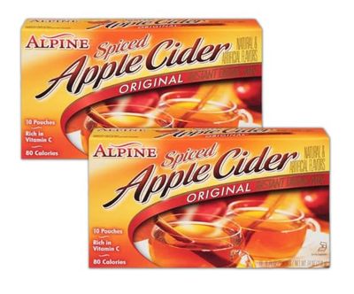 Alpines Spiced Apple Cider - 2 Pack of 7.4 oz Boxes Which Each Contain 10 Cider Packets - Total of 20 Packets w/Exit 28 Bargains Sticker