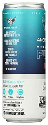 Angry Angel Tropical Energy Drink, Natural Caffeine, Energizing Beverage, Zero Sugar, Calories &amp; Artificial Ingredients, Keto, Non-GMO, 12 Fluid Ounce (Pack of 12)