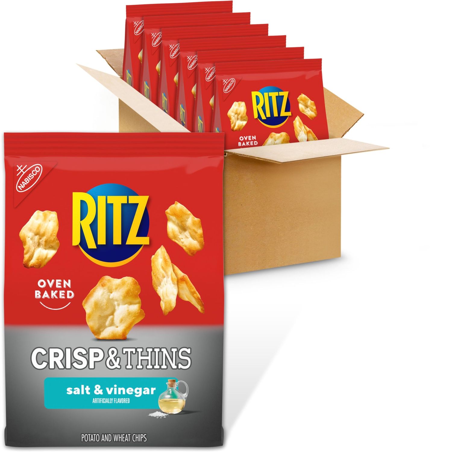 RITZ Crisp and Thins Salt and Vinegar Chips, 6 - 7.1 oz Bags