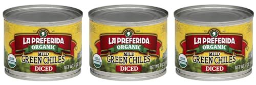 La Preferida Organic Green Chiles, Mild-Diced,4 Ounce (Pack of 3)