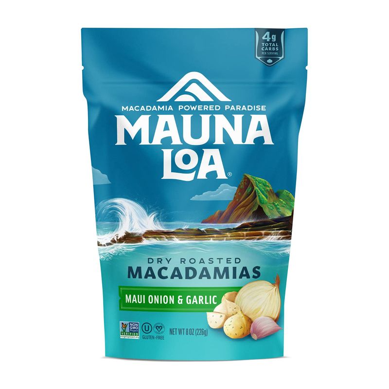 Mauna Loa Premium Roasted Macadamia Nuts, Garlic Onion Flavor, 7 Ounce Bag