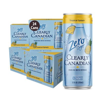 Clearly Canadian Zero Sugar Tropical Splash Sparkling Water Beverage, Zero Sugar &amp; Zero Calories. 1 Case (24 cans x 12 fl oz)