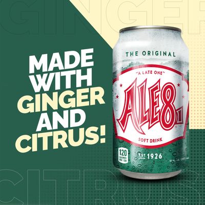 Ale 8 One Ginger Ale Soda with a Caffeine Kick &amp; Hint of Citrus - The Original Flavor - 12 Pack, Case of 12 Oz Cans - Ginger Soft Drink, Pack of 12
