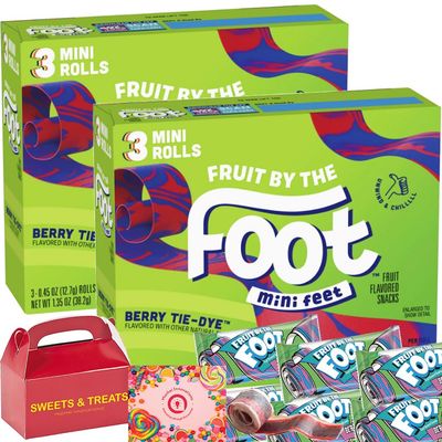 Fruit Snack | Fruit by the Foot Mini Rolls - Strawberry or Berry Tie Dye - Sweet Chewy | Natural Flavor Gluten Free | After School Lunch Picnic Birthday Party Dessert | Card &amp; Box Included 2 Boxes