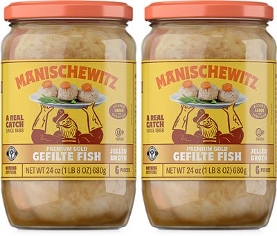 Manischewitz Premium Gold Gefilte Fish with Carrots 24oz (2 Pack), Kosher for Passover