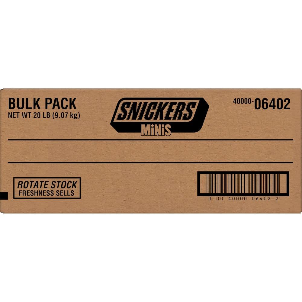 SNICKERS Minis Size Milk Chocolate Candy Bars Bulk Pack, 20 Pound Box