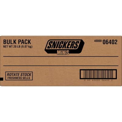 SNICKERS Minis Size Milk Chocolate Candy Bars Bulk Pack, 20 Pound Box