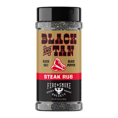 Fire &amp; Smoke Society Black &amp; Tan Steak Seasoning | BBQ Rubs, Steak Rub for Smoking and Grilling Meat | Steaks, Brisket, Burgers Dry BBQ Rubs and Spices | XL 13.6 oz