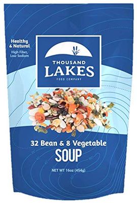 Thousand Lakes 32 Bean and 8 Vegetable Dry Soup Mix - 1 pound | Low Sodium | No Fat | High Fiber | 20+ Servings | Vegan