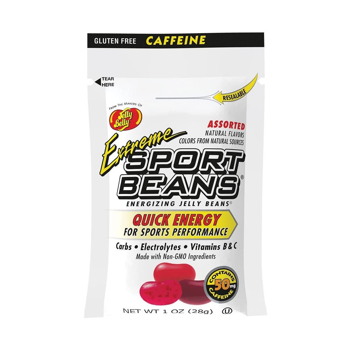 Extreme Sport Beans Energizing Jelly Beans for Exercise with Caffeine, Electrolytes and Vitamins, by Jelly Belly - Assorted Flavors, Pack of 6 x 1 Ounce Resealable Bags
