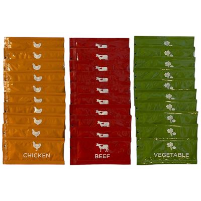 Savory Choice Broths Reduced Sodium Broth Variety Pack 10 each Beef, Chicken and Vegetable Concentrates (30 Total) Make Great Soups Gluten Free Dairy Free