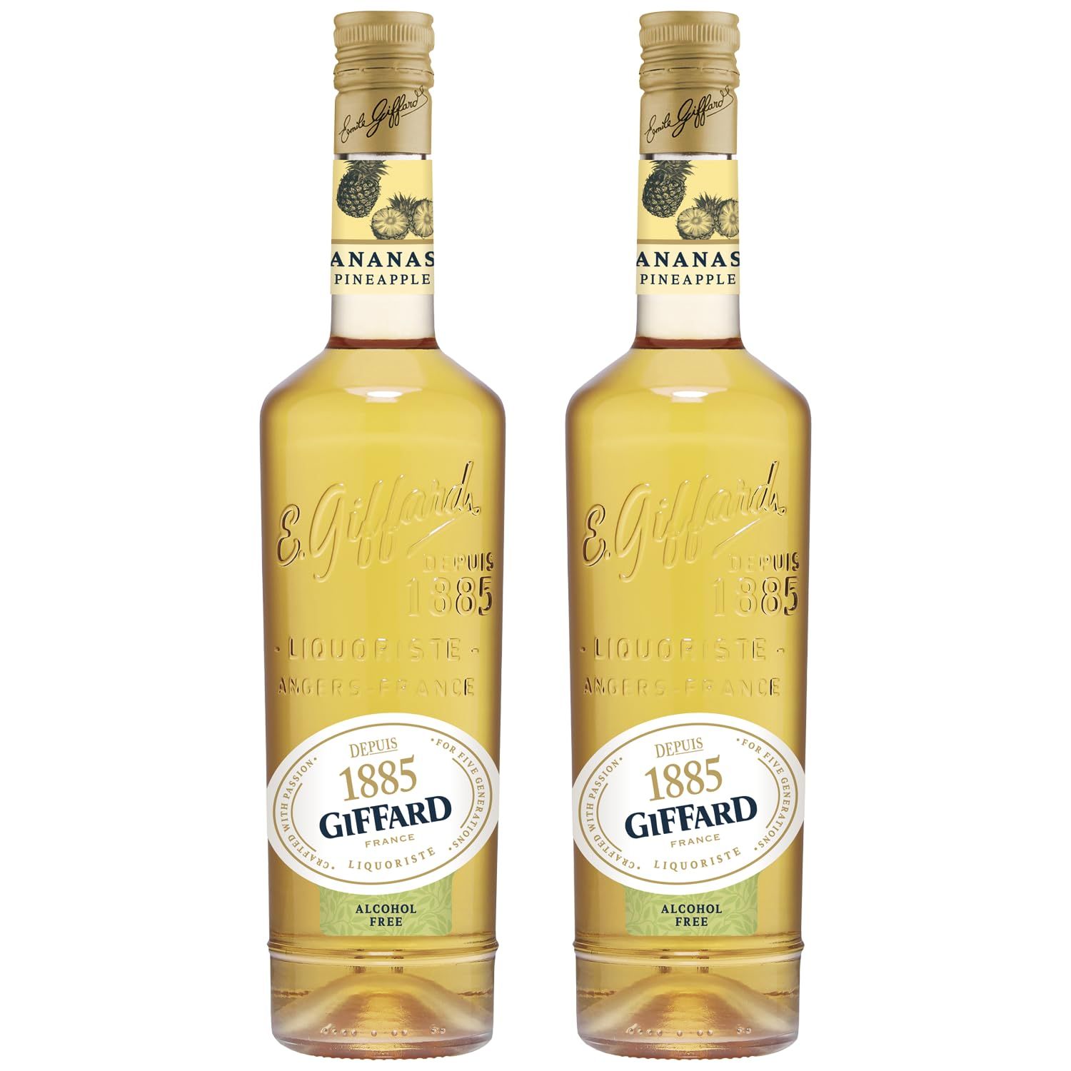 Giffard Depuis 1885 Pineapple Alcohol - Free Liqueur 2 Pack - Made in France, 700ml Bottles, Perfect for Spritzers, Mixed Drinks