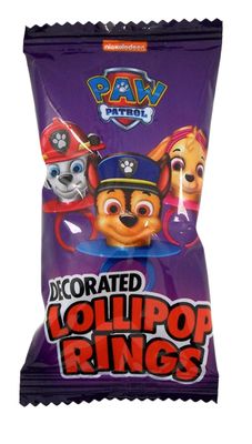 Decorated PAW Patrol Themed Lollipop Rings, Assorted Fruit Flavored Hard Candies, 18 Individually Wrapped Pieces