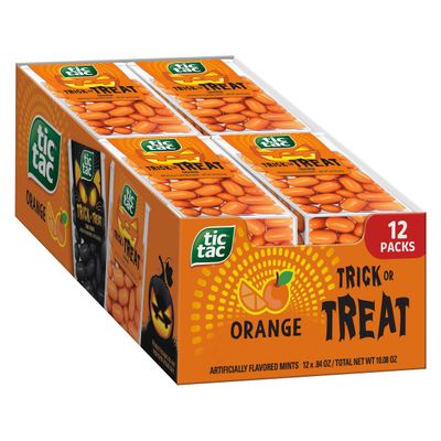 Tic Tac, Trick or Treat Orange Mints, Bulk 12 Pack, Party Favors, Great for Halloween, .84 oz Each