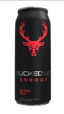 Bucked Up Energy 2021 Flavors Zero Sugar Energy Drinks 16 Ounce Cans (Blood Raz, 12 Cans)