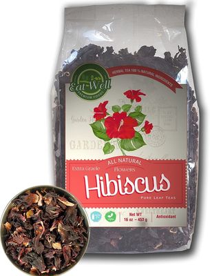 Eat Well Premium Foods Hibiscus Tea 15 oz, Dried Hibiscus Flowers, Loose Leaf, Hibiscus Herb Natural Dried Hibiscus Flowers, Extra Grade, Herbal Tea, Loose Leaf, Bulk