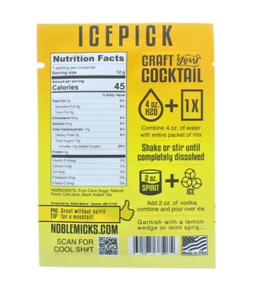 Noble Mick's Passion Fruit Margarita Drink Mix, Bundle of 6 Packets, 45 Cal, Made in USA, Single Serve Craft Cocktails, Net Wt 0.42 oz Per Packet (Ice Pick)