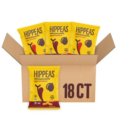 Hippeas Chickpea Puffs, Bold &amp; Spicy Variety Pack: Barbecue, Sriracha, 0.8 Ounce (Pack of 18), 3g Protein, 2g Fiber, Vegan, Gluten-Free, Crunchy, Plant Protein Snacks