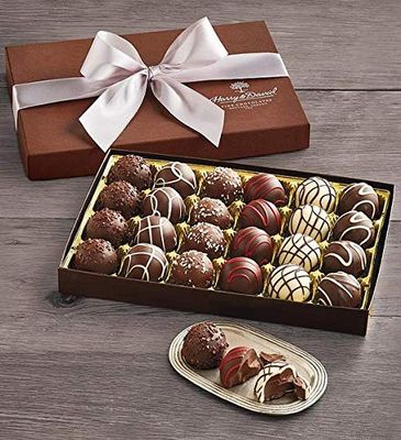 Harry &amp; David Signature Chocolate Truffles Gift Box, 24 Assorted Truffles, 1 Pound Box