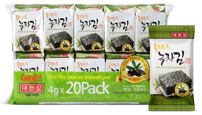 Daechun(Choi&#39;s1) Seaweed Snack, (Pack of 20), Original, Sea Salt, Green Tea Powder, Product of Korea
