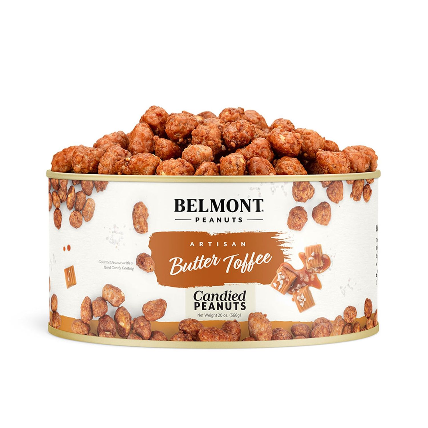 Belmont Peanuts Gourmet Butter Toffee Candied Peanuts, 20 oz (1 Pack) - Only 4 Ingredients, No Preservatives, 3g Protein - A Premium, Sweet, Buttery, Salty, Crunchy, Hand Seasoned Snack