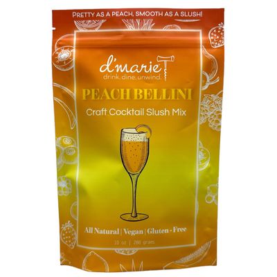 Frozen Cocktail Drink Mix - Makes 10 Peach Bellini Slushies - Drink Powder Pouches for Alcohol - All Natural Low Sugar Mixer, No Blender Needed