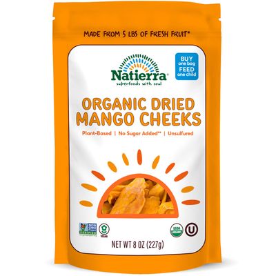 NATIERRA Organic Dried Mango Cheeks | No Sugar Added | USDA Organic, Non-GMO &amp; Vegan | 8 Ounce (Pack of 1)