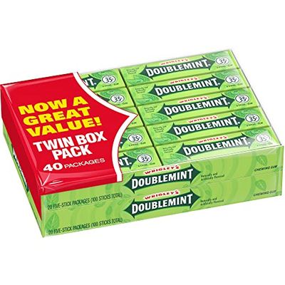 WRIGLEY&#39;S DOUBLEMINT Mint Gum Chewing Gum Bulk Pack, 5 Stick (Pack of 40)