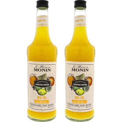 Monin - HomeCrafted Mai Tai Cocktail Mixer, Ready-to-Use Drink Mix, Tropical Blend of Pineapple &amp; Orange, Made with Natural Flavors &amp; Real Fruit Juice, DIY Cocktails, Just Add Rum (750 ml, 2-Pack)