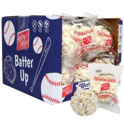 Kathy Kaye Individually Wrapped Popcorn Balls, Bulk Baseball Themed Party Favors, 18 Count