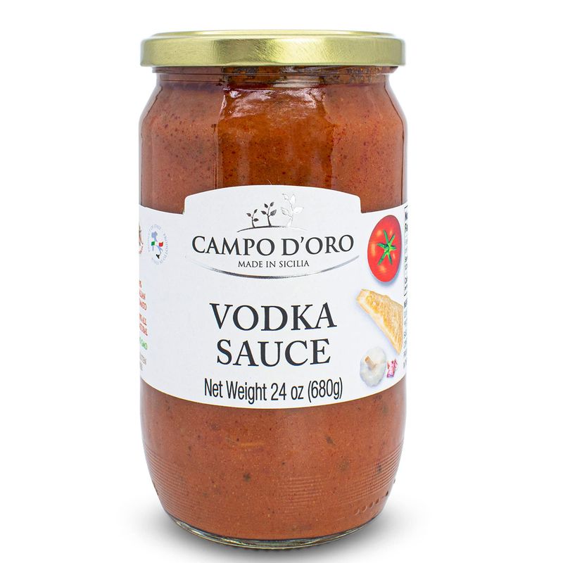Vodka Sauce Made with Parmigiano Reggiano and Italian Tomatoes. Jar 24oz (680g), Spaghetti Sauce, Product of Italy, by Campo D&#39;Oro. Italian Sausages, Non-GMO, Gluten Free.