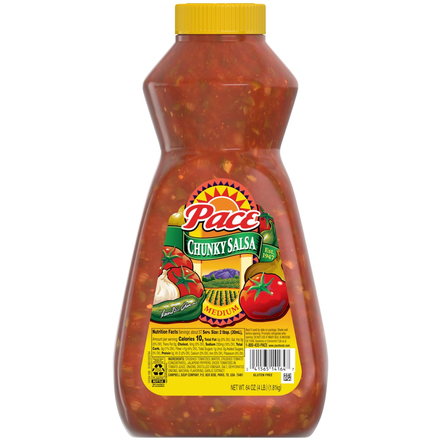 Pace Salsa, Chunky Medium Salsa, Perfect For Taco Night, 64 oz Bottle