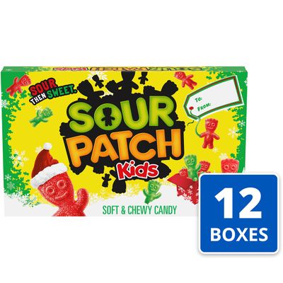 SOUR PATCH KIDS Red &amp; Green Soft &amp; Chewy Holiday Candy, Bulk Candy, 12 - 3.1 oz Boxes