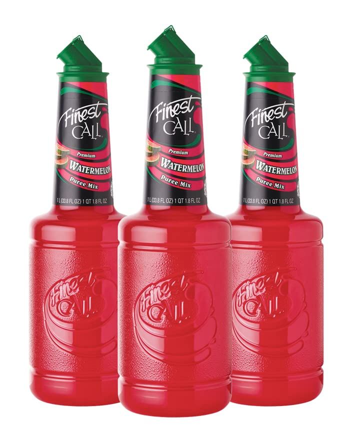 Finest Call Premium Watermelon Fruit Puree Drink Mix, 1 Liter Bottle (33.8 Fl Oz), Pack of 3