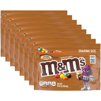 M&amp;M&#39;S Caramel Cold Brew Chocolate Candy, Sharing Size, 9.05 oz Resealable Bag (Pack of 8)