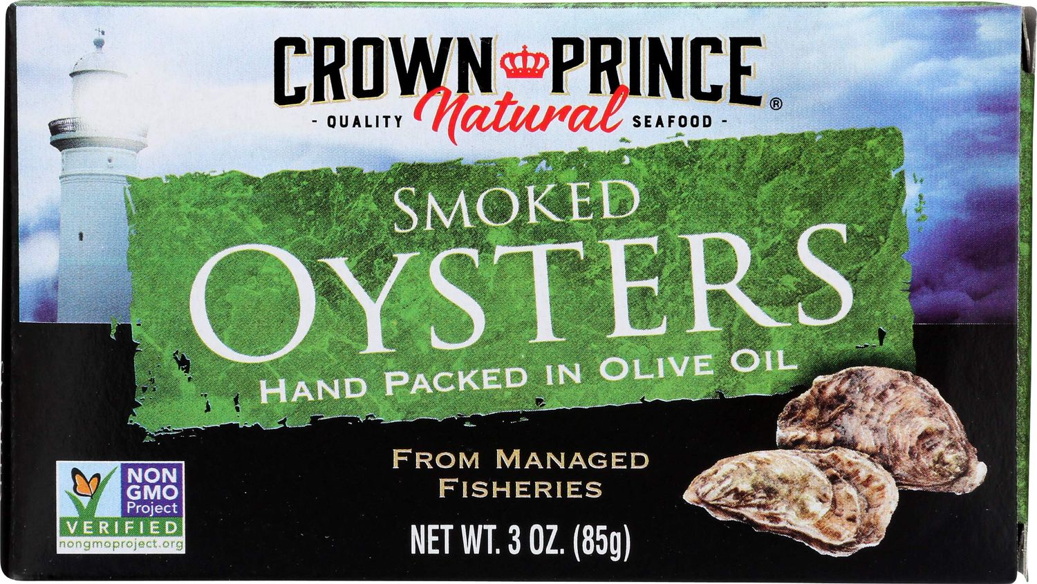 Crown Prince Natural Smoked Oysters in Pure Olive Oil, 3 Ounce